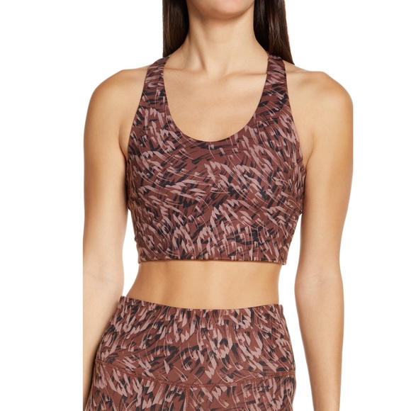 ZELLA Studio Lite Longline Sports Bra in Brown Marron Brush Stroke 🤩 T8 - Picture 1 of 5